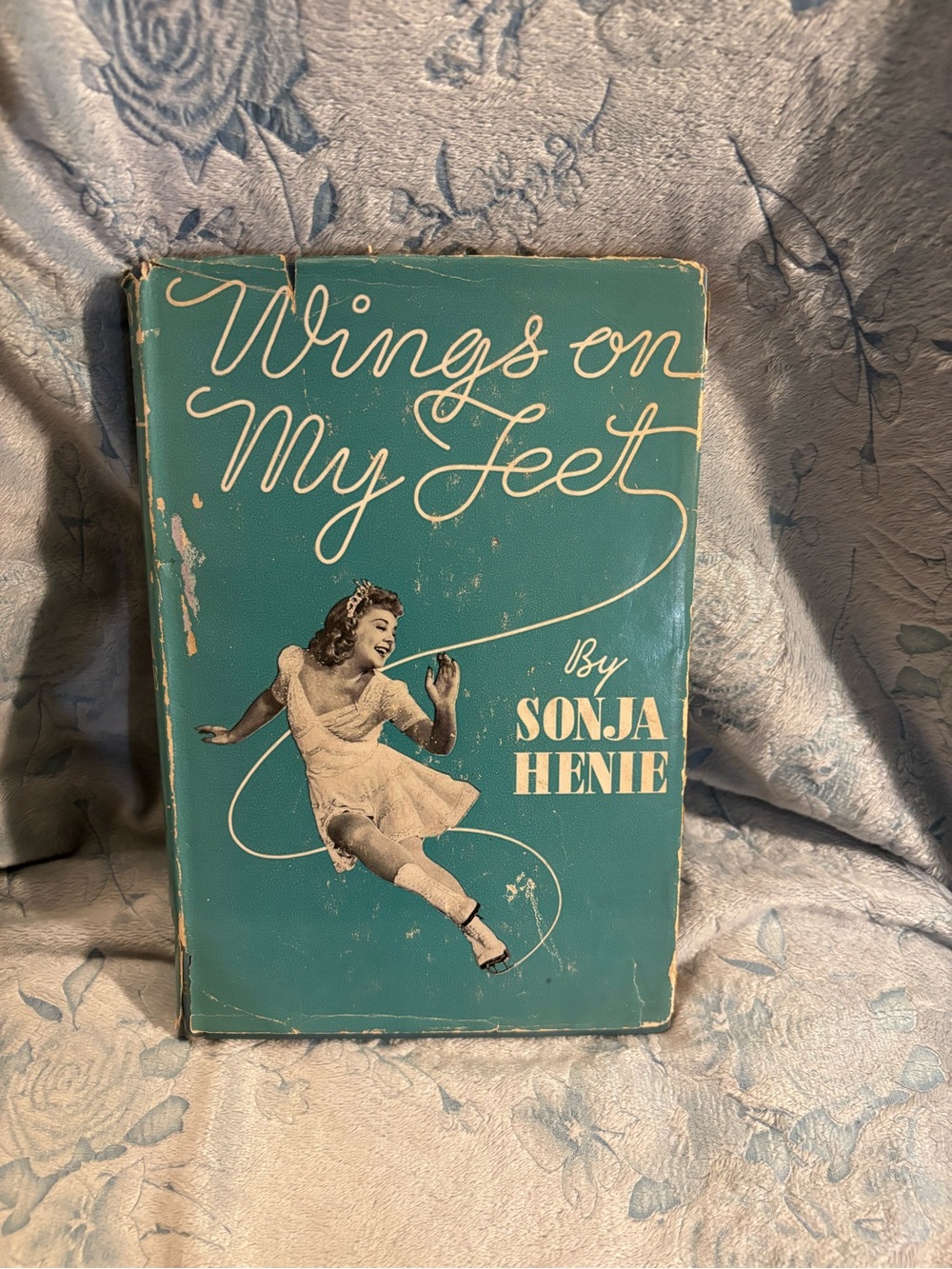 Wings on My Feet by Sonja Henie - Teal Decorative Vintage Book